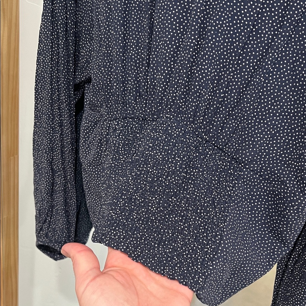 Abercrombie & Fitch Dark Blue Blouse with White Dots - Picture 6 of 7